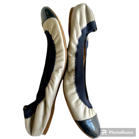 J Crew Women Mila ballerina flats grey/navy, sz made in Italy 9.5 - Picture 3 of 7